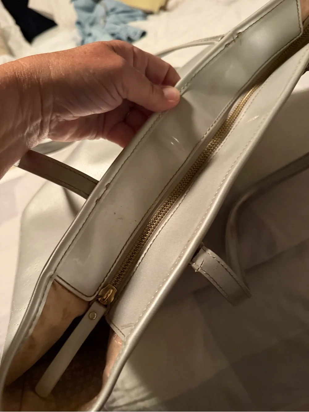 kate spade harmony Metallic Silver Perforated Leather Tote